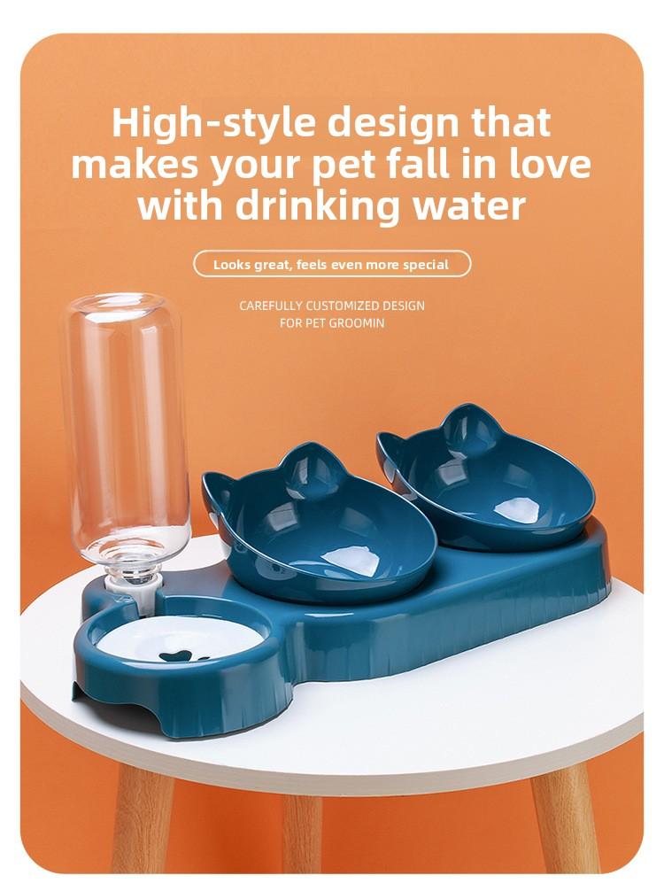Tilted Cat Dog Double Bowls Neck Protection Anti-Spill Food Water Feeder Anti-Slip Cat Bowl for Cats Dogs Rechargeable Livestock Prod with Flexible Shaft pet stuff pepper spray dog bugs detector reverse slow feeder shaped harness silicone raised food bowl