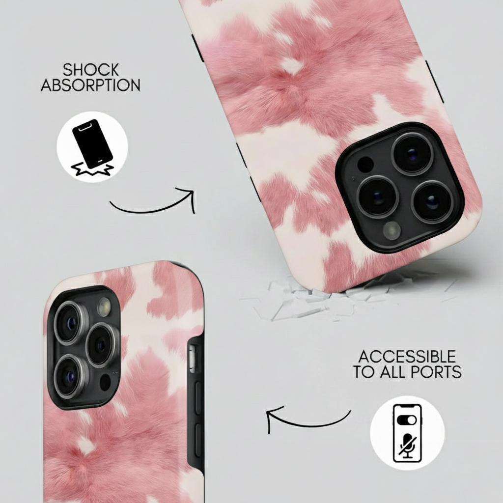 Brown & White Cowhide Phone Case -Western Cow Print iPhone17Pro max 16 .15,14,13,12  Case,Shockproof and anti-drop phone case, smart protective case