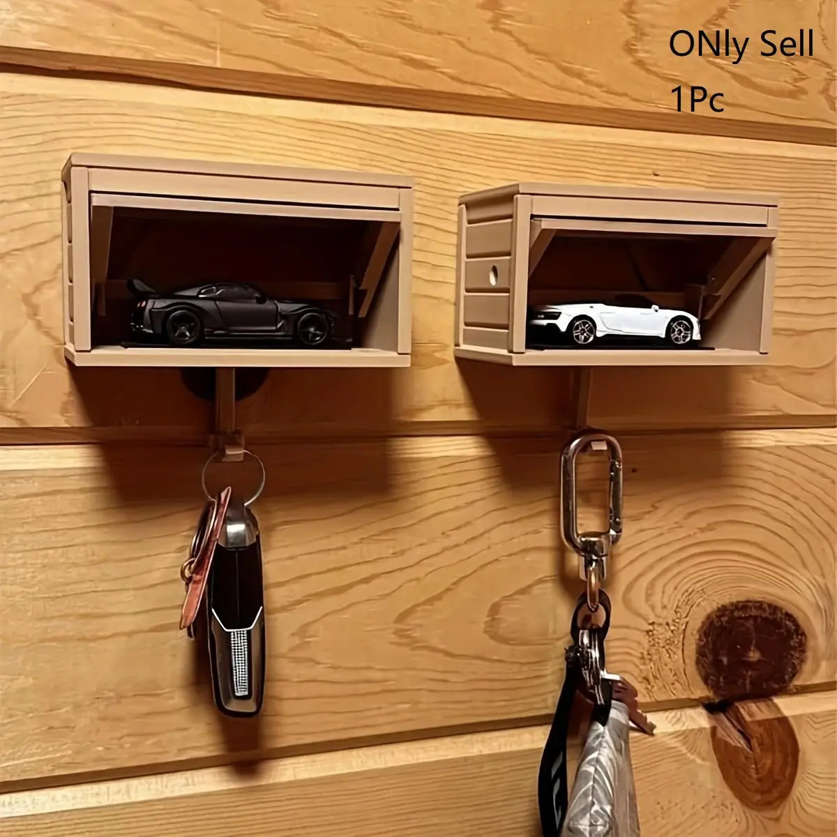 Car Garage Design Key Holder with Hook, 1 Count Wall Mounted Key Organizer for Entryway Garage, Ideal Gift for Birthday, Holiday, Shelves Practicality, Garage Hooks