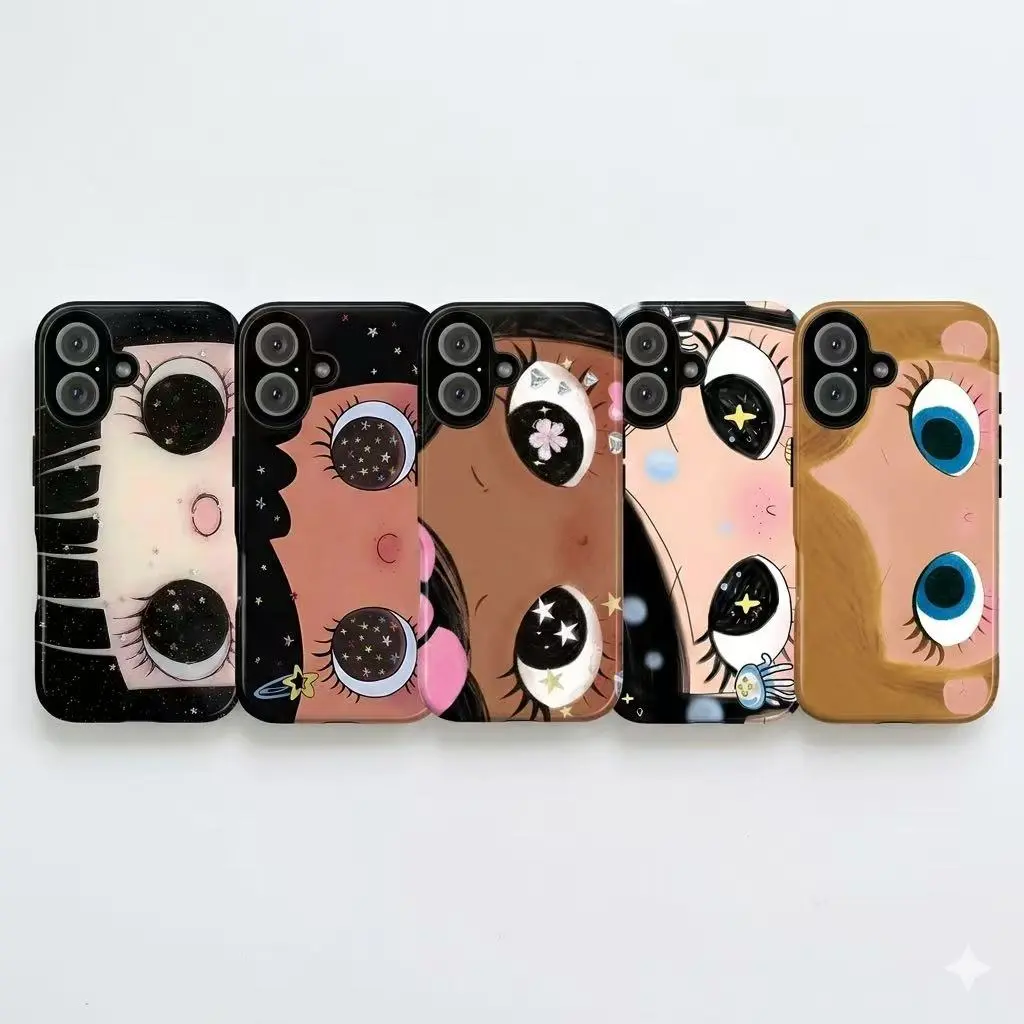 Dreamy INS Glittering Big Eyes Comic Girl Lovely Phone Case, Kawaii Big Eye Anime Cover for iPhone 17 16 15 14 13 12 11 Pro Max X XS & Galaxy S21–S25 Plus Ultra| Sawako Kuronuma, Cute Y2K Cartoon Girl, Anime Girl, Shoujo Girl| Gift for Her Women Girls