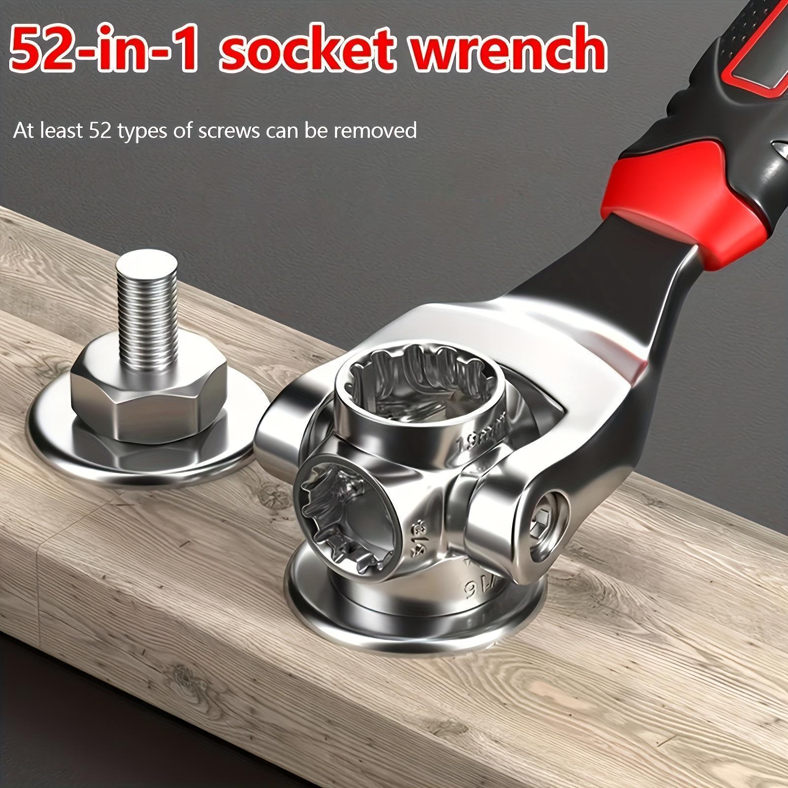 One Wrench Does It All-52-in-1 Universal Combination Set – 360° Rotating Socket Spanner for Auto & Home Repair