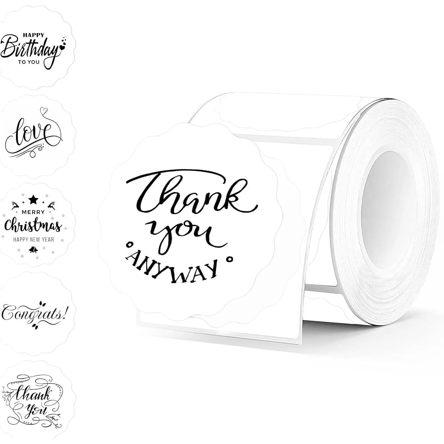 2 Inch Round Thermal Labels, White Flower Thermal Sticker Labels for Small Business, Logo Design, Baking,500 Sheets/1 Roll