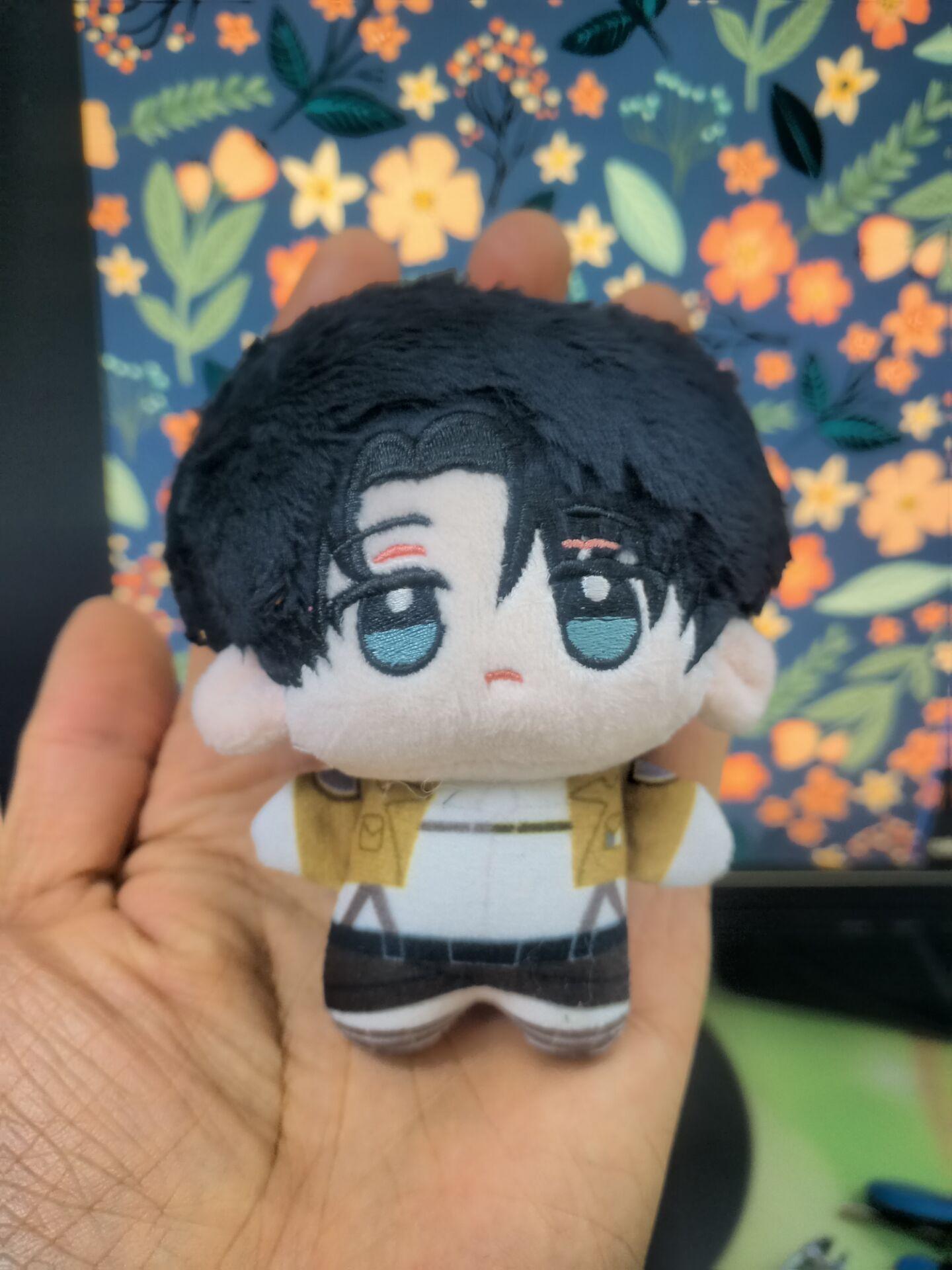 10cm Attack on Titan Eren Jaeger Stuffed Figure Keychains Accessories Kawaii Anime Mikasa Ackerman Dolls Backpack Pendant Model