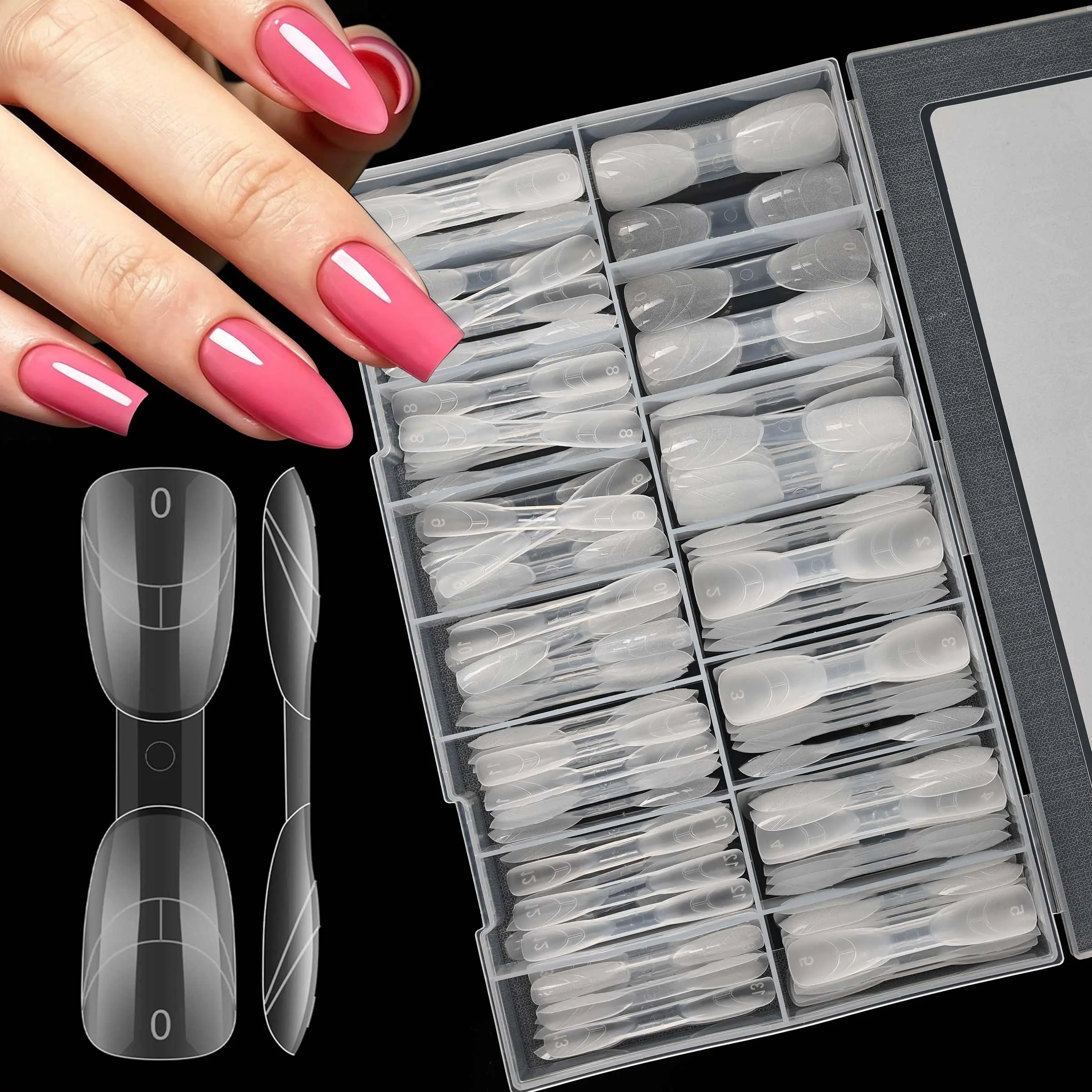 140Pcs 2-in-1 Dual Nail Forms, French Style Ultra Thin Seamless Full Cover French Tip Nail Extension Forms, Professional Acrylic Manicure Box Set for Nail Salon and DIY Home Nail Art