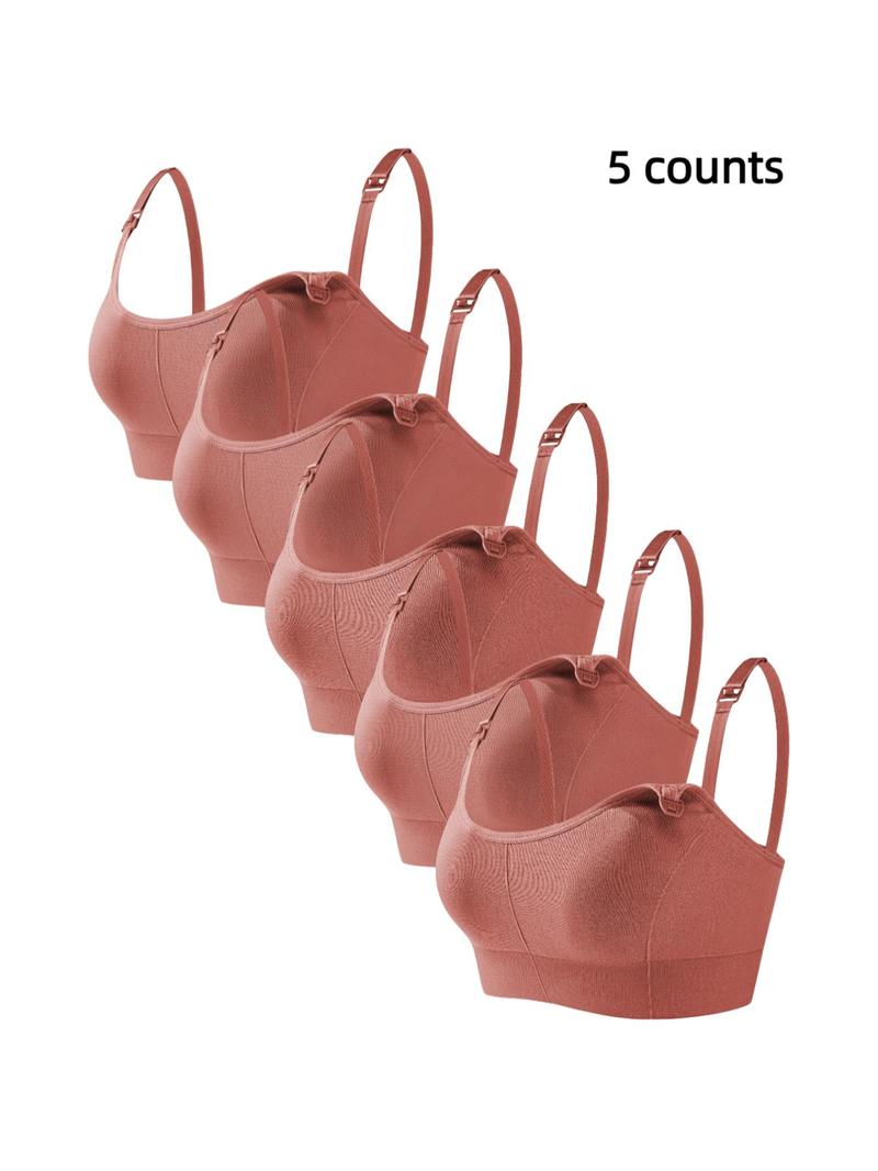 Women's Solid Detachable Adjustable Strap Nursing Bra Set, Front-Closure Bra, Soft Comfortable Breathable Pregnancy Maternity Bra, Maternity Clothing, Maternity Lingerie