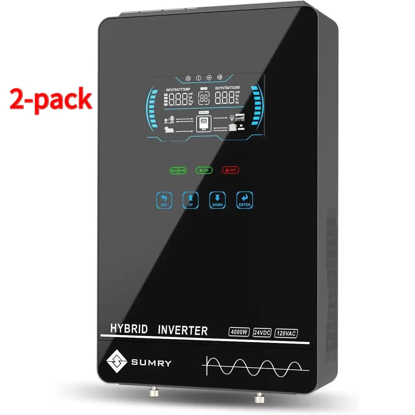 SUMRY 4000W Off Grid Hybrid Solar Inverter, DC24V to AC120V Pure Sine Wave Power Inverter with Glass Top Cover, LCD Display, 140A MPPT Charge Controller, Battery-less/AGM Lithium Battery Support for Off-Grid Home Solar Systems  for  cuba energy efficient
