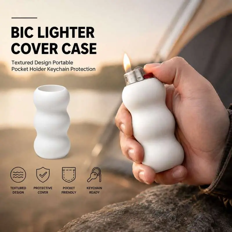 Bic Lighter Cover Case Textured Design Portable Pocket Holder Keychain Protection