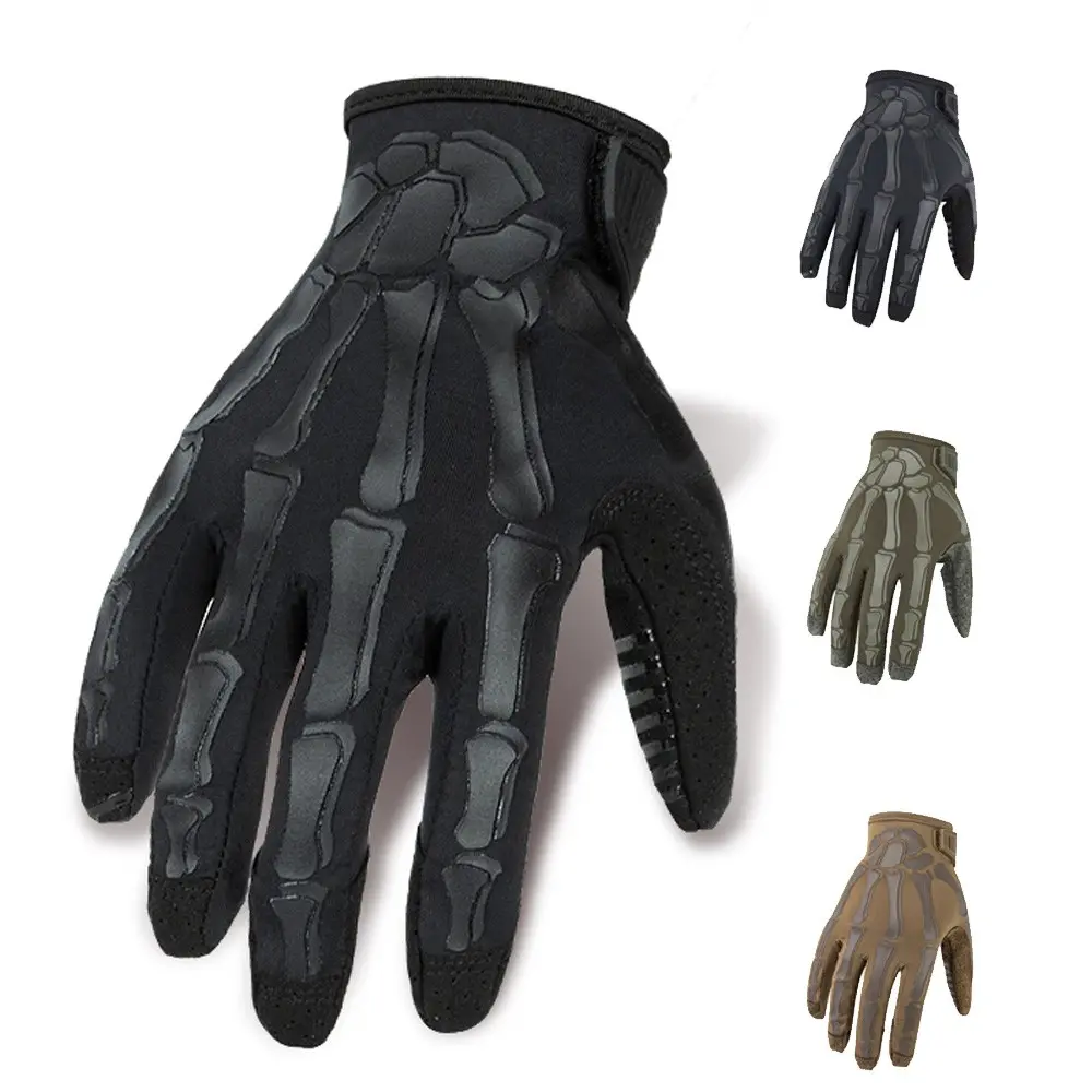 Skull Print Tactical Gloves for Men Women Cycling, Shooting, Hiking and Camping, Anti-Slip and Wear-Resistant Full-Finger Touchscreen Gloves