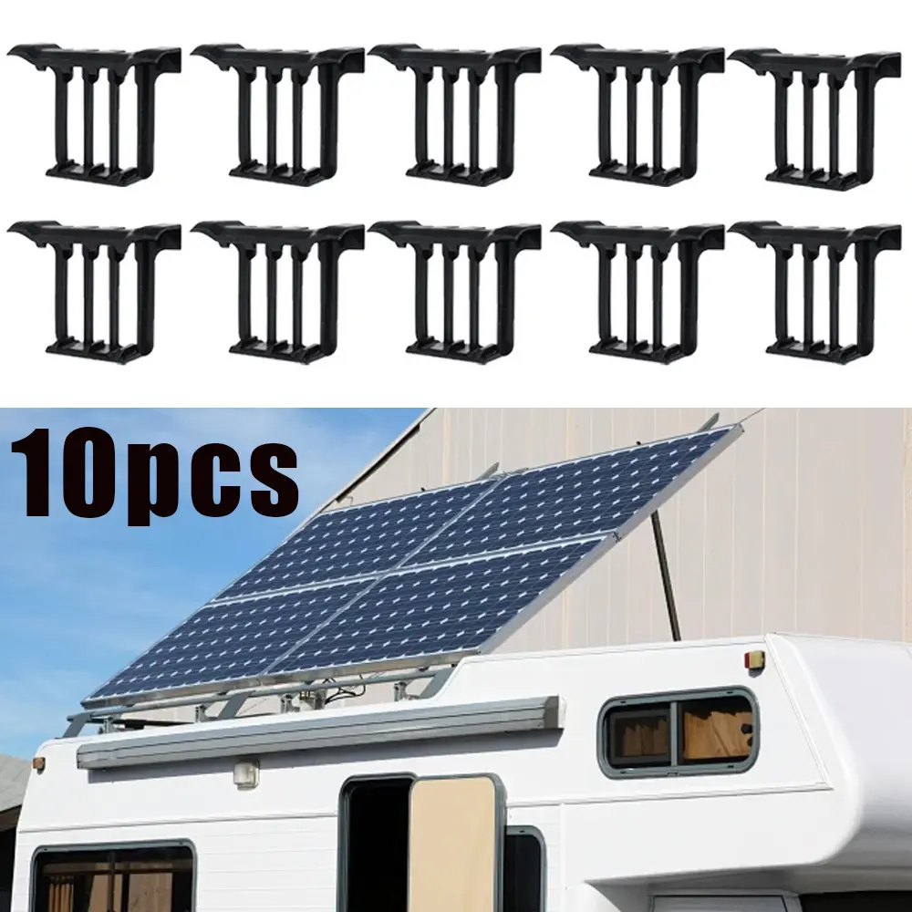 10 pieces of 4 channel solar panel drainage clip, solar panel drain clip, practical solar panel accessories, suitable for photovoltaic system maintenance，RV solar panel four-channel drain clip