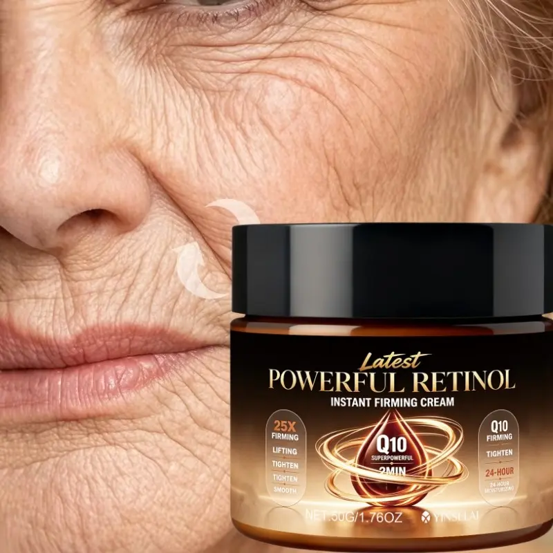 Powerful 25x Retinol Firming Cream, Q10 Lifting Moisturizer for Tight Skin, 24-Hour Hydration, Wrinkle Smoothing