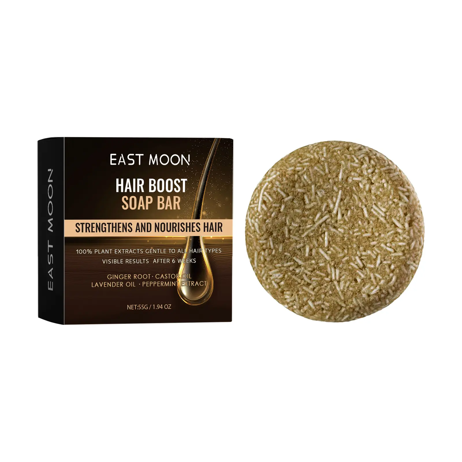 Ginger Root Shampoo Bar with Castor Oil, Hair Strengthening Solid Shampoo for Nourishing Scalp Care