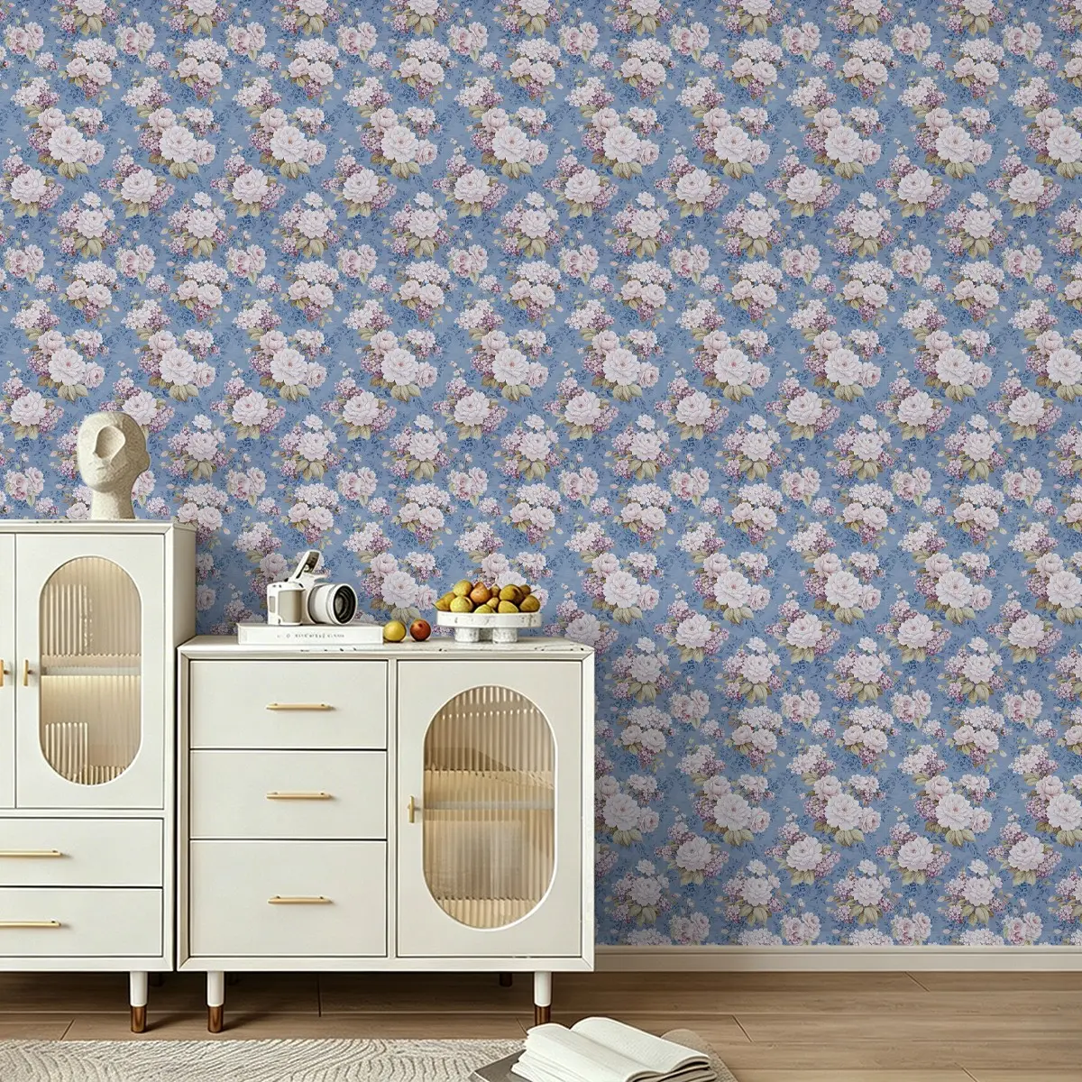 Seamless Wall Stickers, Rose & Lilac Pattern, Self-Adhesive, No Trace, UV Resistant, Decorative Wallpaper for Home & Dorms