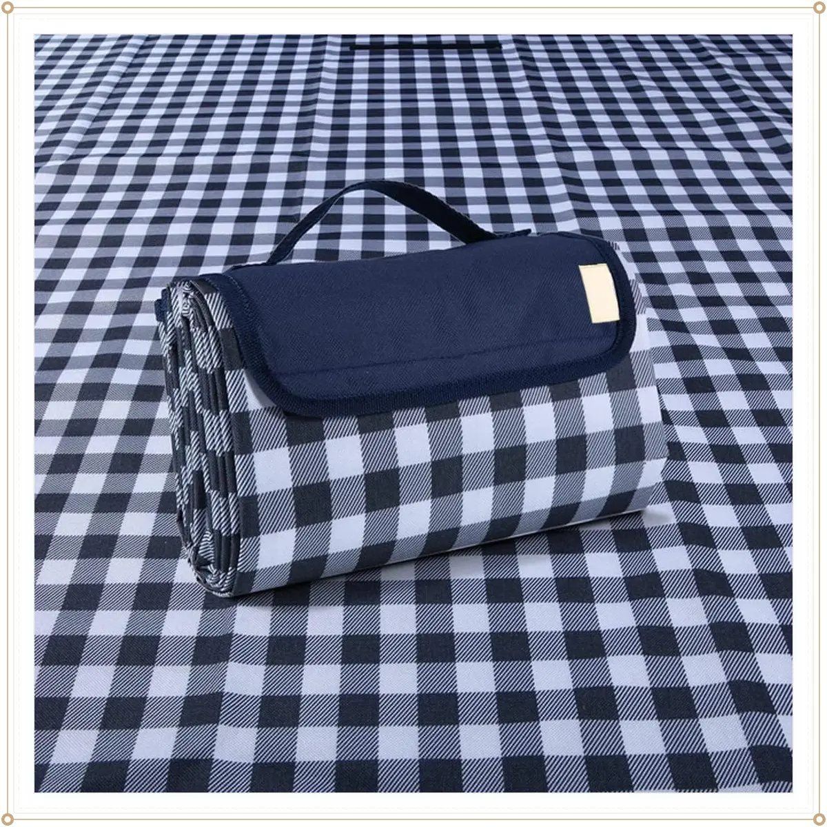 Extra Large Waterproof Picnic Blanket, Foldable Outdoor Beach Mat for Camping Hiking Travel Concerts Park Lawn, Dark Blue, 80x60 InchGift