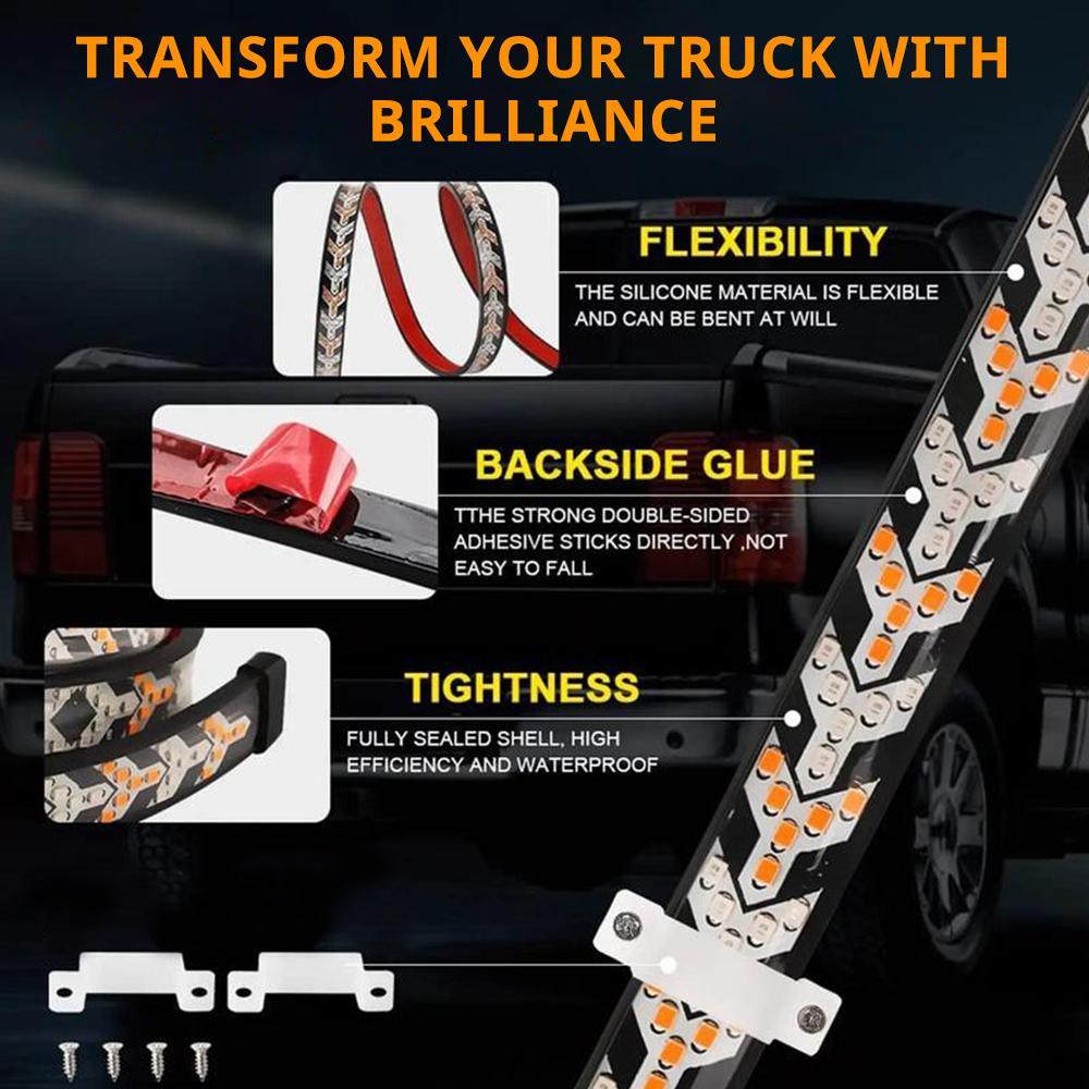 60 Inch LED Tailgate Light Bar, Fishbone Shaped LED Light Bar, Brake Running Turn Signal Strip Strobe Light Bar for Truck Pickup Trailer SUV RV VAN Jeep