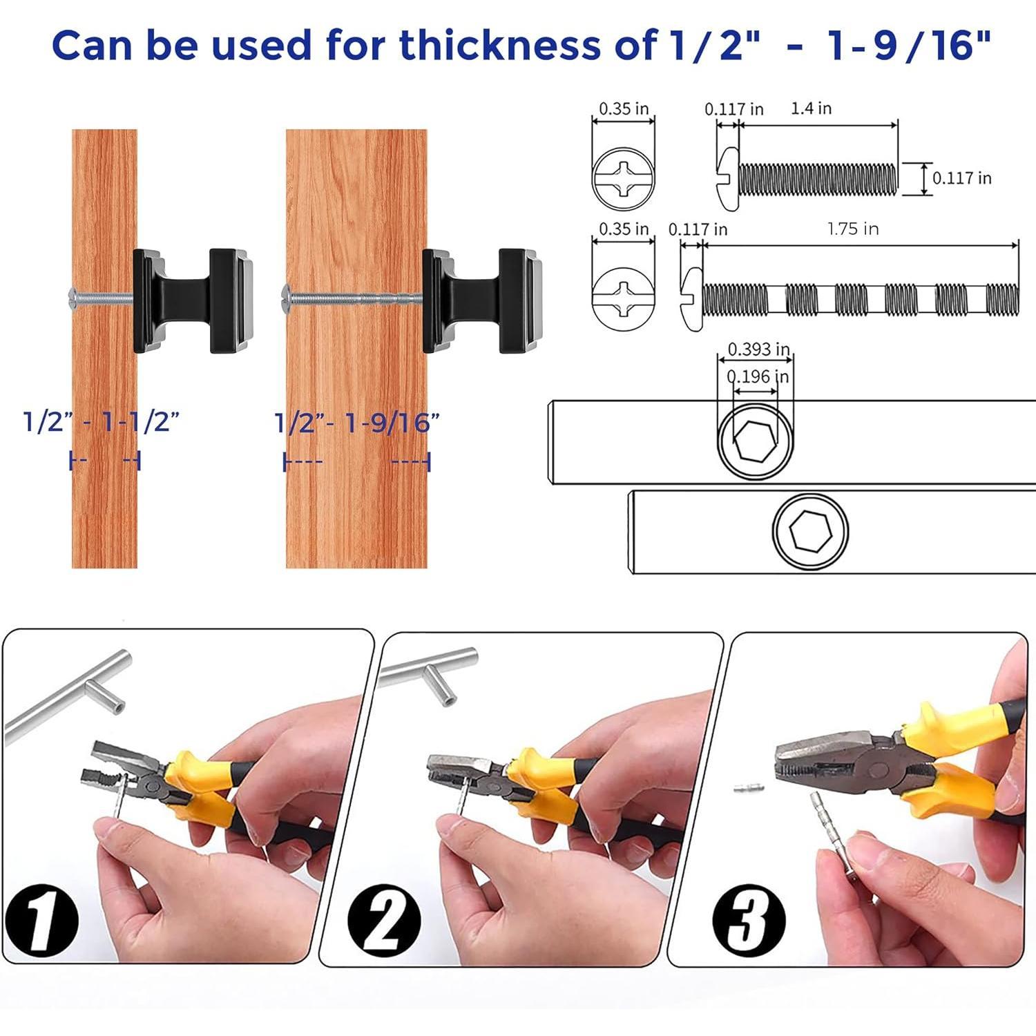 5 Pack Matte Black Square Kitchen Cabinet Knobs,Zinc Solid Drawer Pulls,Farmouse Handles for Cupboard, Dresser, Closet and Bathroom, Modern Cabinet Hardware