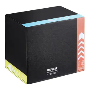 【DealsForYouDays】VEVOR 3 in 1 Plyometric Jump Box, 16/14/12 Inch Cotton Plyo Box, Platform Jumping Agility Box, Anti-Slip Fitness Exercise Step Up Box for Home Gym Training, Conditioning Strength Training, Black