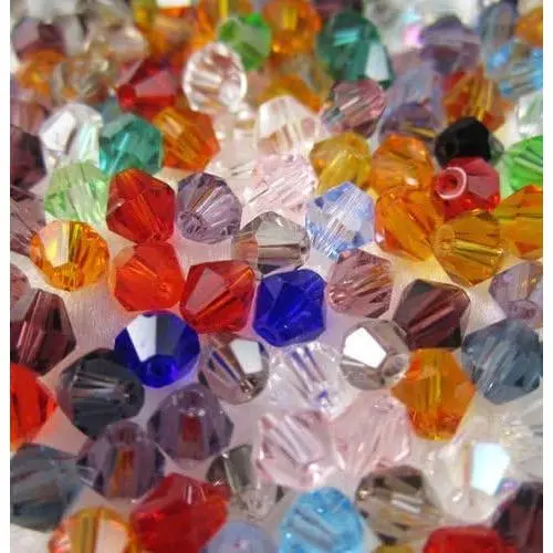 Faceted Glass Beads for Jewelry DIY, 4mm 1000-Count Bulk Pack with Container Box, Beginner-Friendly Bicone Beads for Beading & Jewelry Making (Assorted Colors)