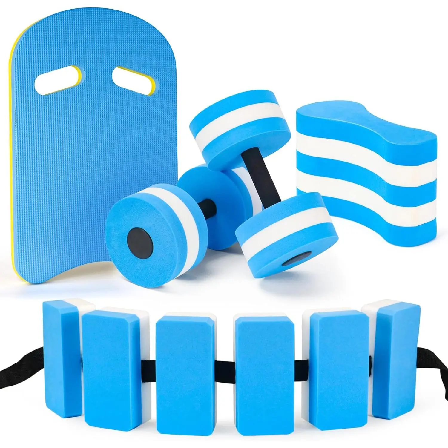 5 Pieces Water Aerobics Set - Aquatic Exercise Equipment with Foam Dumbbell, Swim Kickboard, Pull Buoy, Swim Belt for Pool Fitness Workout