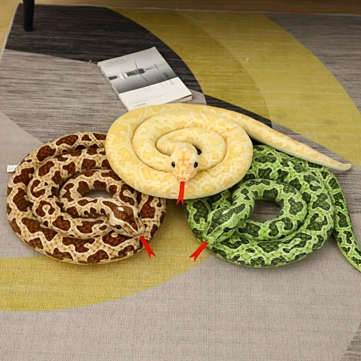 Single Pack Realistic Snake Pet Plush, Cost-Effective Stuffed Reptile Animal Toy Combo, Space-Saving Multi-Color Artificial Fake Snake Chew Toy Set for Pet Shops & Training Centers Commercial Supplies
