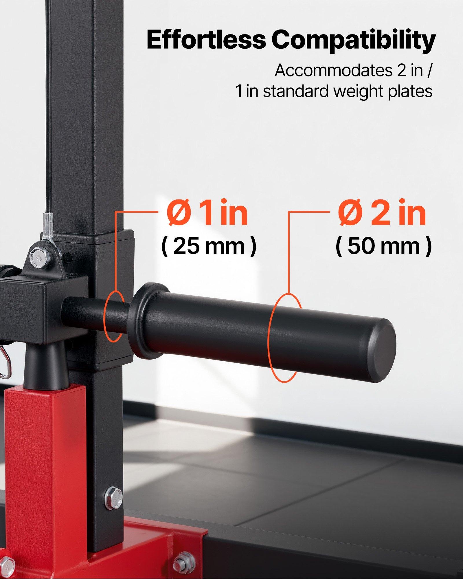 VEVOR 2-in-1 Carbon Steel LAT Pull Down & Row Cable Machine, Home Gym Hand Tool Kit with 3-Level Adjustable Seat, 4-Level Adjustable Foam Roller, 500lb Load Lat Tower for Back Workouts, Black Red