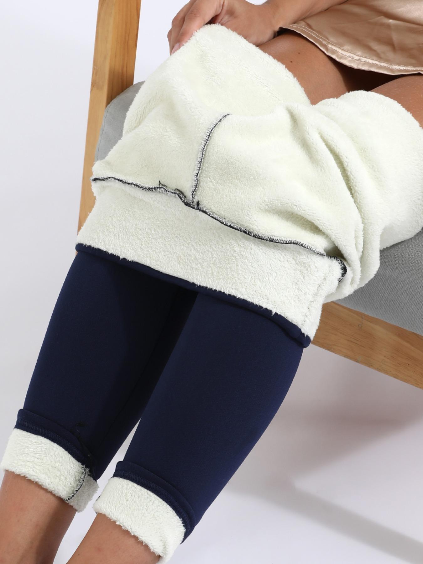 Women's Winter Warm Fleece Lined High Waist Elastic Comfortable Skin-Friendly Breathe Sporty Leggings, Plus Size Casual Thickened Pants