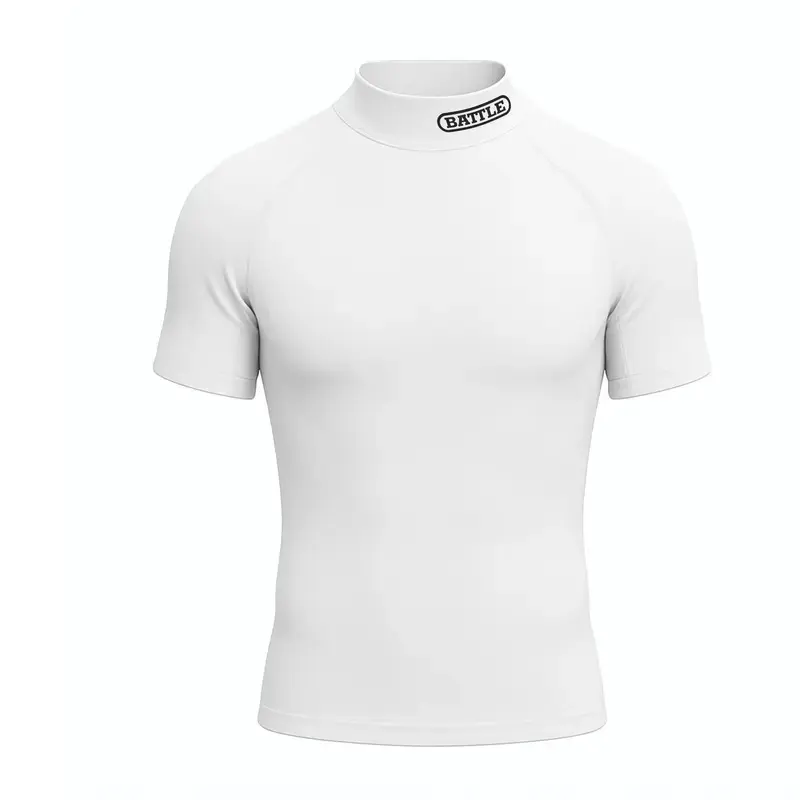 Mock Neck Short Sleeve Compression Shirt - Summer Sports Base Layer, Moisture Wicking, Breathable Fit, Quick Dry, Lightweight, Side Mesh Panels, Cooling Activewear for Everyday Athletic Outfits