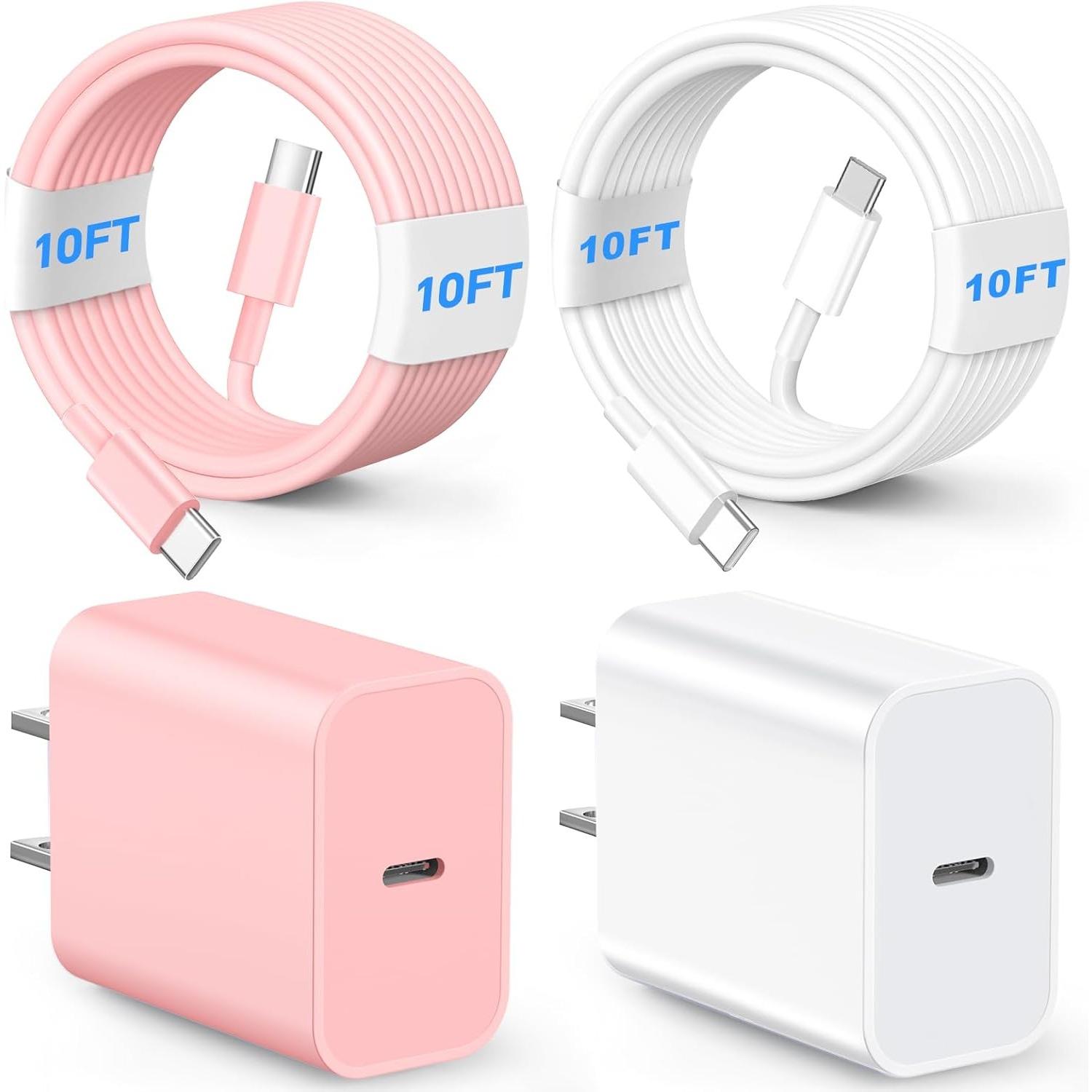 For iPhone 17 Charger Fast Charging,40W Dual USB C Charger Block with 10FT USB C-C Charging Cables with Phone 17/15/16Pro Max/16Plus,15Plus/15Pro/15Pro Max,Pad Pro/Air