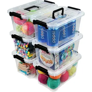 Plastic Storage Bins with Lids 6 Pack Storage Organizer, 7 Quart Stackable Storage Boxes with Buckle Lids and Handle easy for Home Office Pantry Organization, Clear