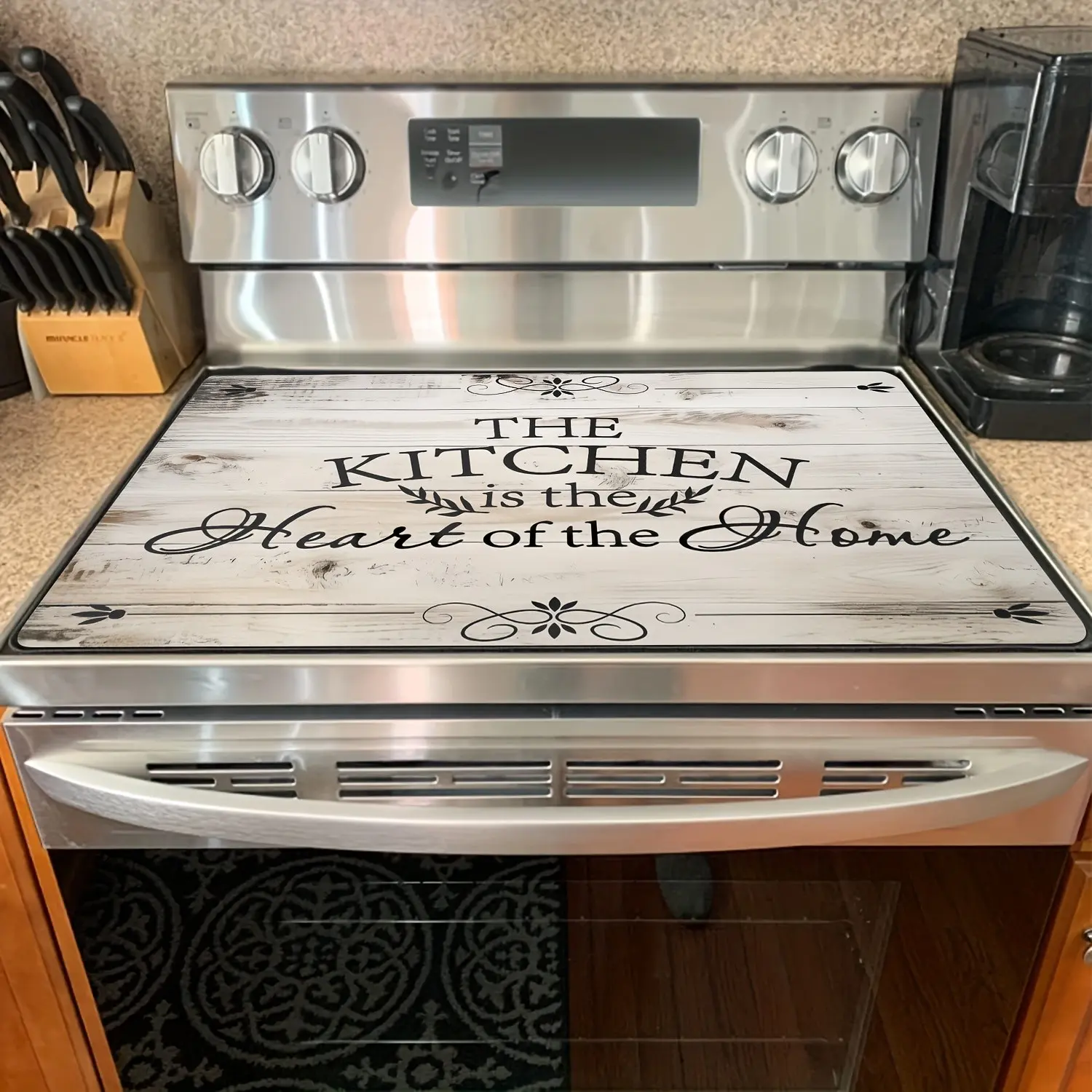 Heat Resistant Stove Cover 1pc, Rubber Stove Top Cover With 2 Hooks For Induction Cooker Electric Stove Range, Heat Resistant Anti-scratch Non-slip Range Covers, Glass Ceramic Stovetop Cooktop Protector, Kitchen Extra Countertop, Dish Drying Mat - 28