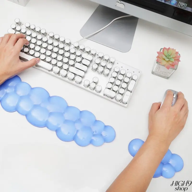 Cloud Bubble Silicone Wrist Rest Set, Ergonomic Keyboard Wrist Pad & Mouse Wrist Cushion, Soft Non-Slip Support Pad for Gaming Office Work