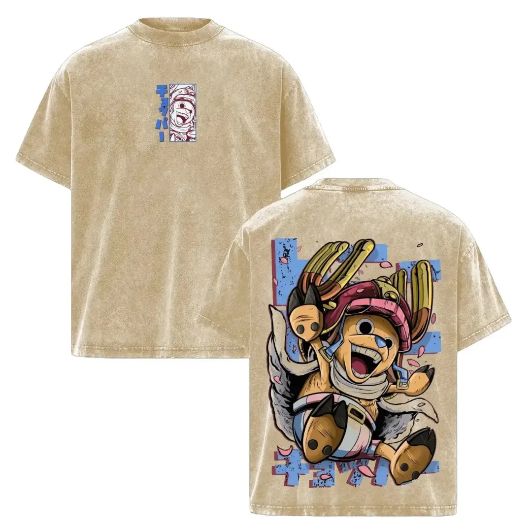 Tony Tony Chopper Tee OP Hyper Anime Shirt, Doctor Chopper Graphic T-Shirt, Straw Hat Crew Manga Artwork, Vintage Washed Oversized Streetwear Shirt, Double Print Y2K Aesthetic, Heavy Cotton Unisex Fan Gift Merch Apparel