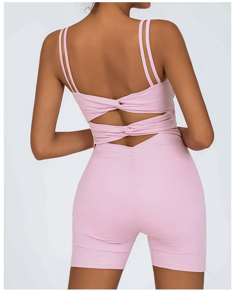 Women's low-cut sexy yoga jumpsuit, breathable and quick-drying, with a beautiful back and cross-strap design to lift the buttocks, suitable for running, yoga, and fitness