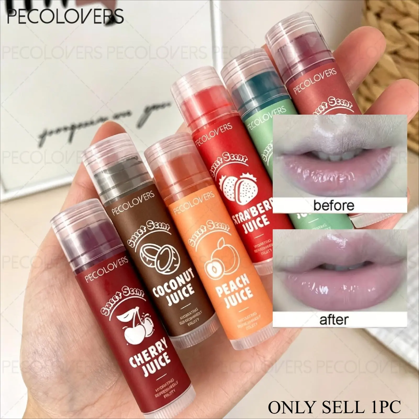 1PC Fruit Flavored Lip Balm & Lip Butter- Natural Finish, Moisturizing, All Light Types, Berry Color, for Dry Lips, Lip Care, Sleek Tube Design, Natural Finish Balm, Lip Balm For Women & Men, Juicy Lip Balm