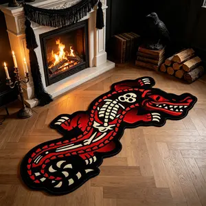 Alligator Skull Design Carpet, Gothic Style Home Decor Rug, Bedroom Living Room Mat, Birthday Gift, Suitable for Kitchen Bathroom