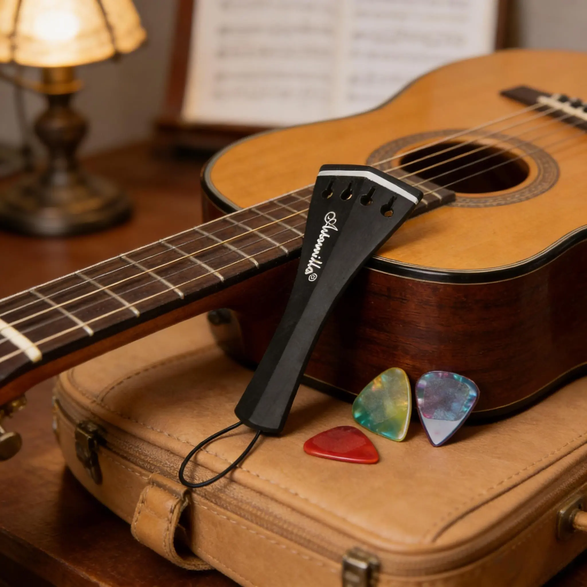IRIN Ebony Violin Tailpiece Hill Style LN245 with Tail Gut, Classic Wooden Tailpiece for Daily Practice Stage Performance