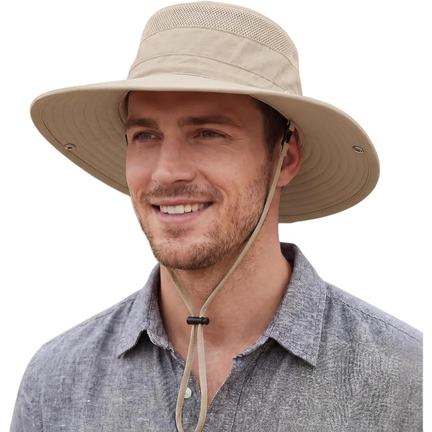 Sun Hat for Men Women Breathable UPF 50+ Safari Hat for Fishing Hiking Gardening Adjustable Wide Brim Bucket Hats