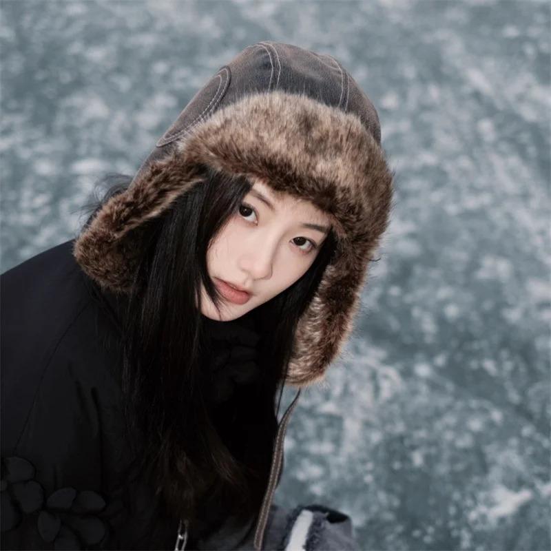 Unisex Winter Ushanka Hat Trapper Aviator Trooper Earflap Warm Faux Fur Leather Waterproof Ski Hat Bomber Cap Ear Protectors Hat