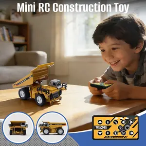 1/64 Remote Control Dump Truck Toy, Mini Rechargeable Engineering Vehicle, Perfect Birthday Gift for Boys and Girls