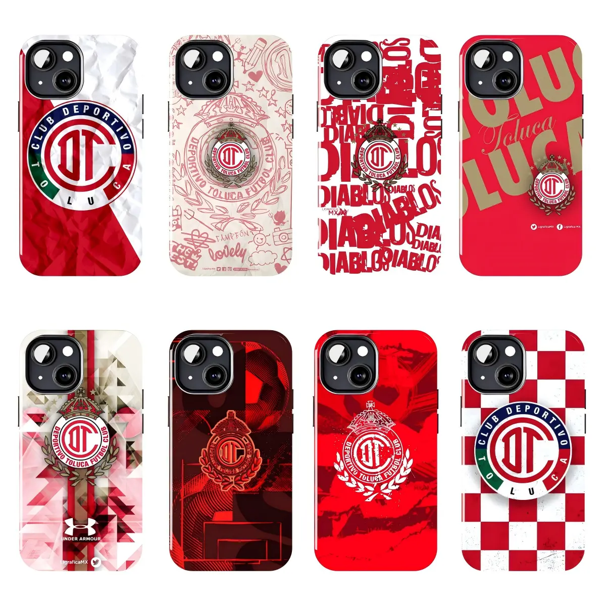 Toluca FC Durable Protective Phone Case - Club Deportivo Toluca Graphic Print, Red White Fan Jersey Artwork - Easy Installation Accessory for iPhone 11-17 Pro Max/Plus & Samsung Galaxy S23-S25 Devices, Protection, Accessories