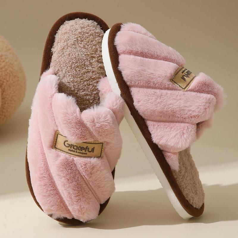 Graceful Womens Slippers Soft Plush Warm House Shoes Anti-Slip Fluffy Fur Indoor/Outdoor Slippers Soft Plush Anti-slip Indoor Wear Warm Comfortable One-piece Style