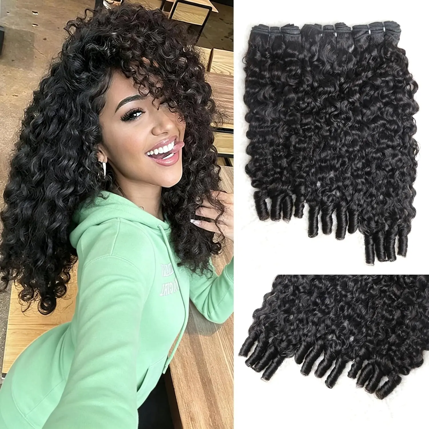 Burmese Curly  Human Hair 12 14 16Inch 3  3C4A Water Wave Human Hair Wet and Wavy  Unprocessed Brazilian Virgin Hair  Quick Weave for Women  Black