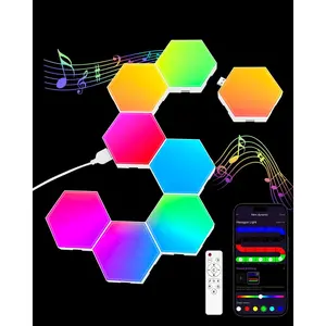 Hexagon LED Light Panels 8 Pack – RGB Wall Decor Lights with Music Sync, App & Remote – Modular Home & Christmas Decor for Bedroom, Living Room, and Room Decor