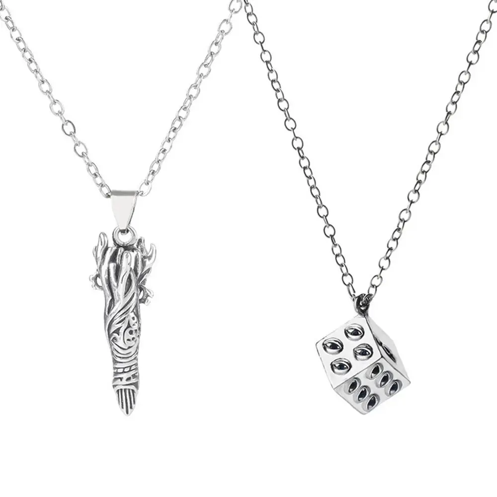 Unisex Elegant Anime Prison Realm Pendant Necklace for Cosplay - Satoru Gojo & Ryomen Sukuna Metal-Coated Crystal Letter Chain Jewelry Necklaces, Long, 1pcs, Daily Wear, One Size, Metal Coating