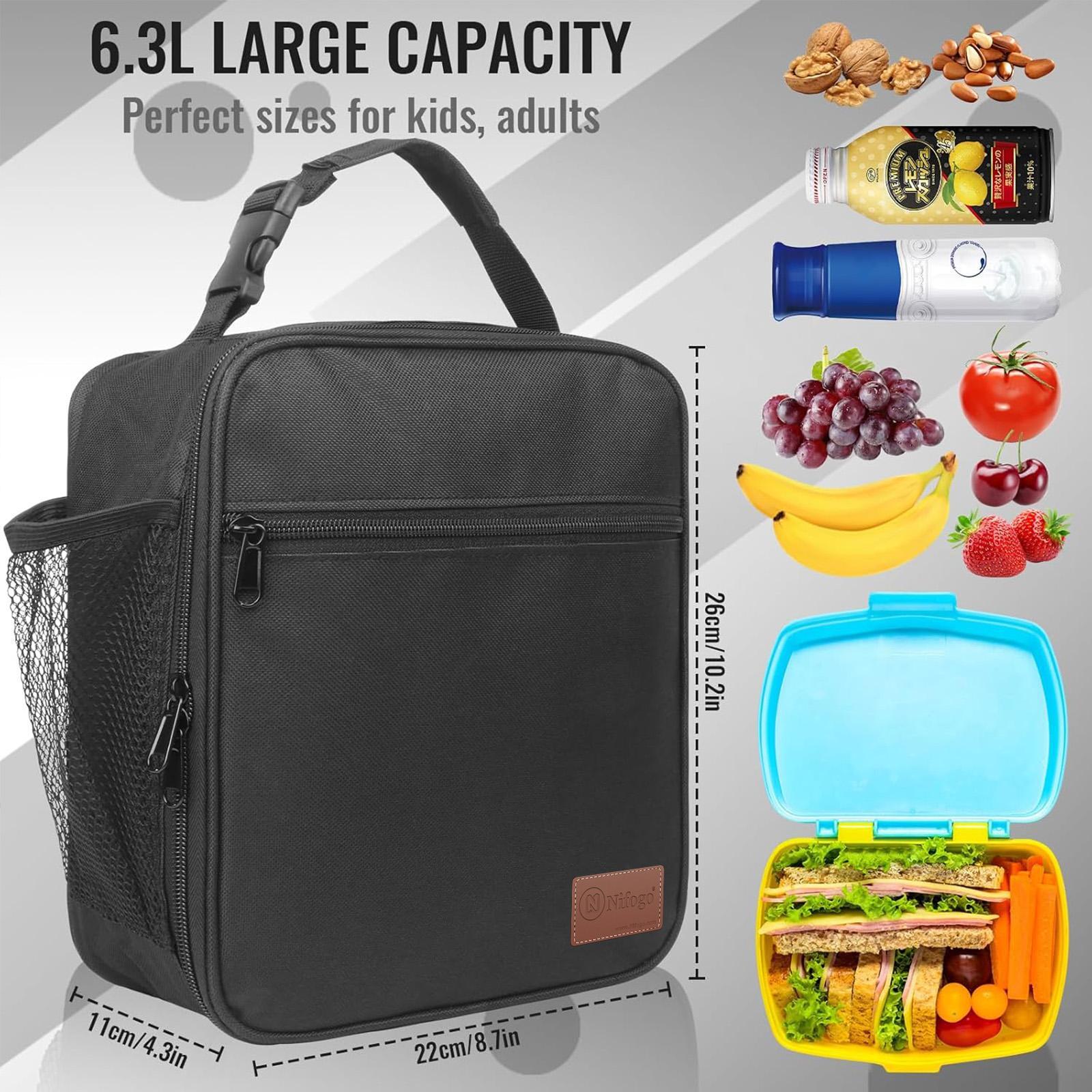 Black Small Flip Cover Lunch Bag Reusable Portable Lightweight Thermal Insulated Lunch Tote Bag For Men Women Adults Office Work Picnic Travel Daily Commute Food Storage Bag