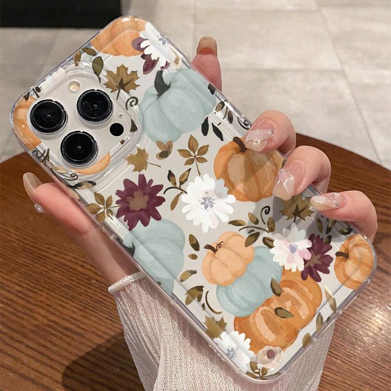 Pumpkin Pattern Phone Case, Anti-drop Shockproof Phone Protective Cover, Phone Accessory Compatible with iPhone 6 7 8 X XR XS 11 12 13 14 15 16 17 Pro Max, Air Pro Max