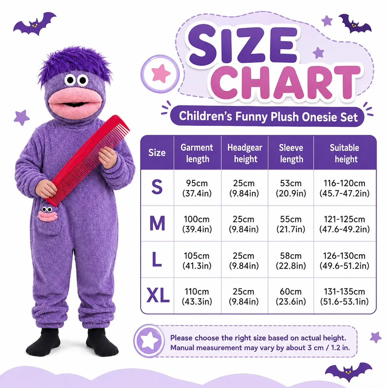 Kids Halloween Funny Monster Plush Onesie Costume, Cute Hooded Fleece Jumpsuit, Cozy Cosplay Dress Up for Boys Girls, Party Apparel
