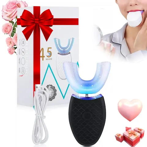 Adult Ultrasonic Electric Toothbrush with U-Shaped Design, 360-Degree Full Mouth Cleaning, IPX7 Waterproof for Effective Oral Hygiene, Rechargeable Toothbrush