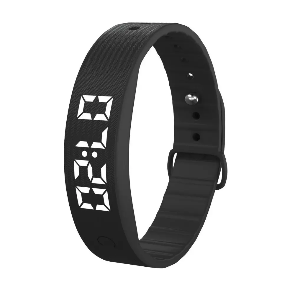 Silicone Wearable LED Digital Alarm Clock Bracelet - Waterproof Fitness Tracker Wristband with Snooze Function, Adjustable Design, Running Pedometer, Discreet Vibrations for Stress-Free Start to Your Day