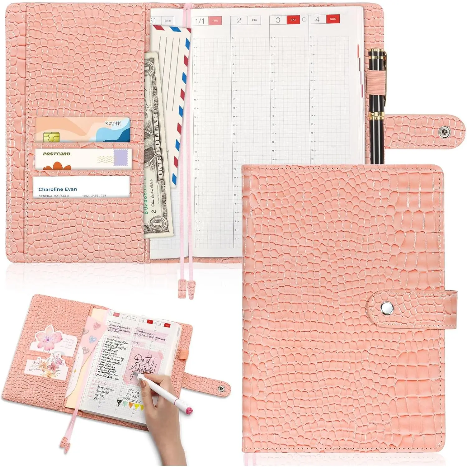 PU Leather Cover for A5 Notebooks  Planner Cover Compatible with Hobonichi Cousin Stalogy and MD A5 Journal Cover with Pen Loop Pockets for Refillable Notebook Planner