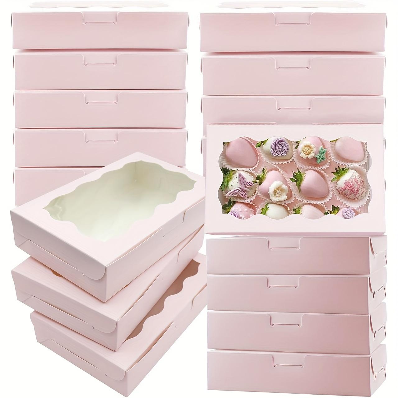 For Weddings, Christmas & Birthdays, Gift Packing Solution, 50 Pink Gift Boxes with Clear Window, Kraft Paper Candy & Cake Boxes, Effortlessly Handle Gift Packing, Gift Packing Supplies
